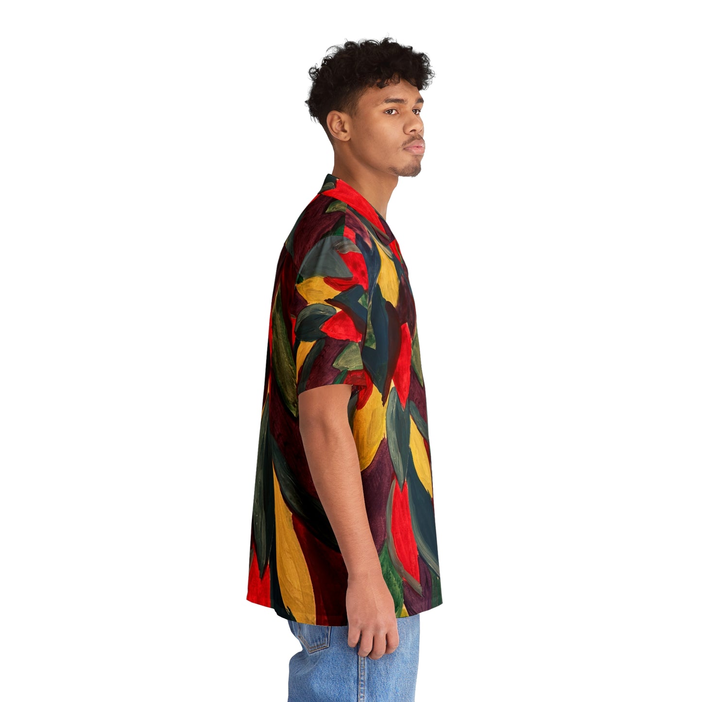 Colorful Watercolor Leaves Men's Hawaiian Shirt (AOP)