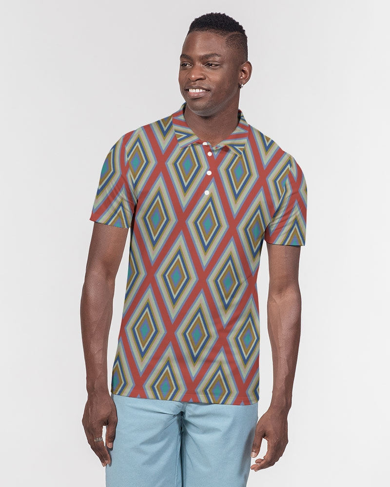 Colorful Diamonds Variation 3 Men's All-Over Print Slim Fit Short Sleeve Polo