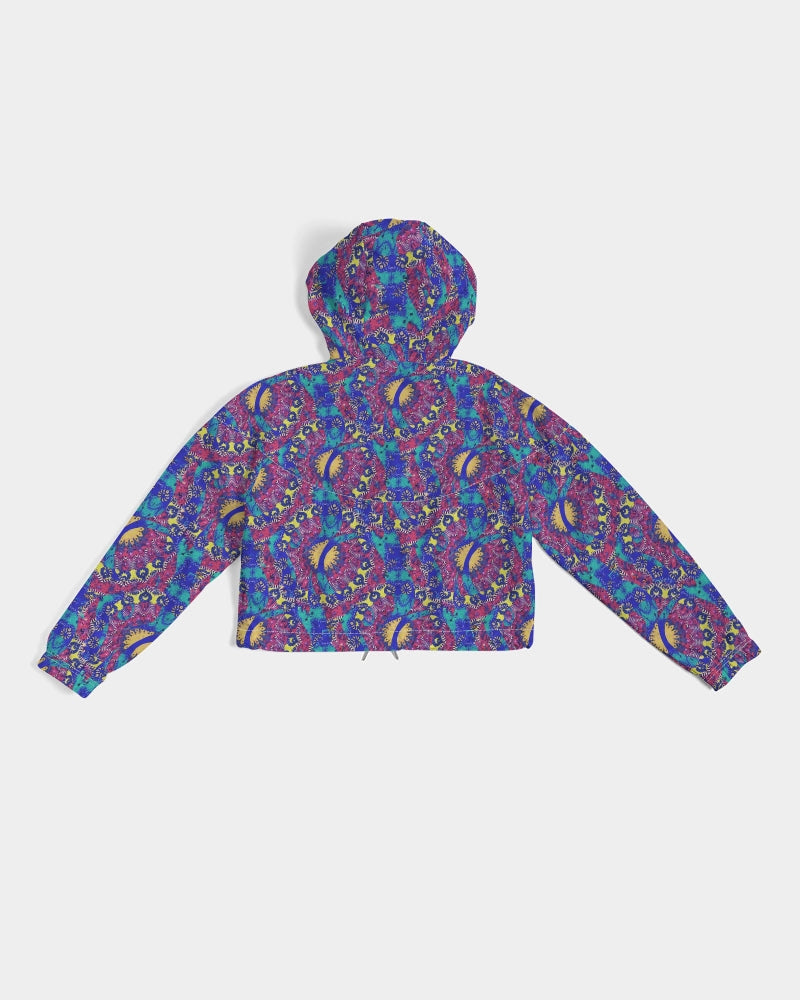 Caribbean Grafitti Women's All-Over Print Cropped Windbreaker