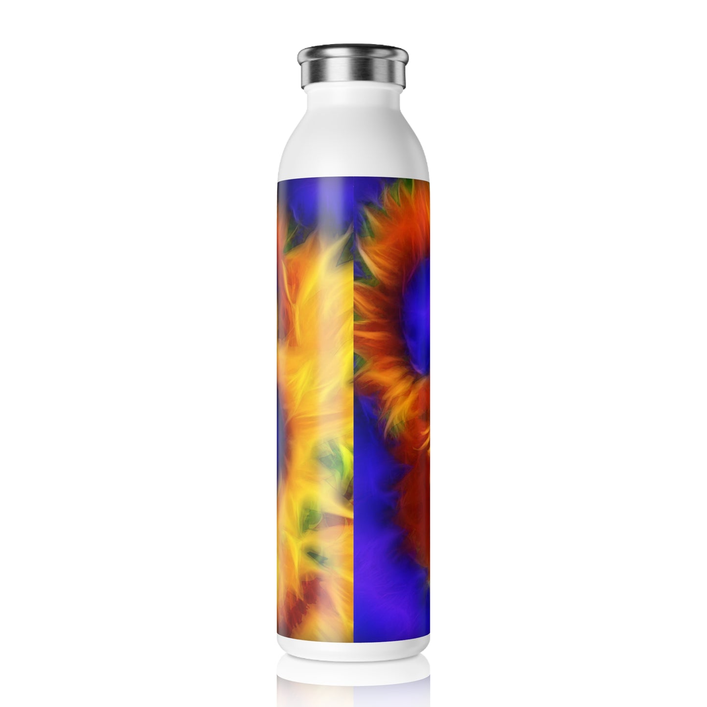 Neon Sunflower Slim Water Bottle, Eco-Friendly Drink Container, Hydration Bottle, Colorful Fitness Accessory, Reusable Travel Mug