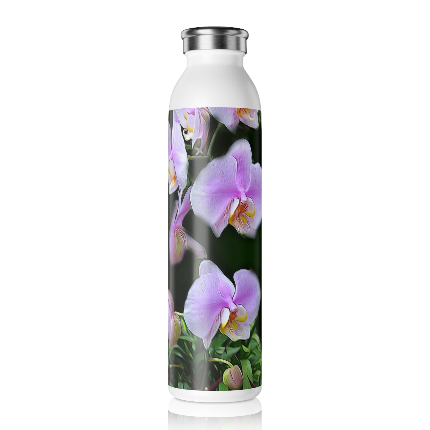 Outdoor Orchids Slim Water Bottle - Stylish Orchid Design, Eco-Friendly, Perfect for Fitness, Travel, Gifts, and Daily Hydration