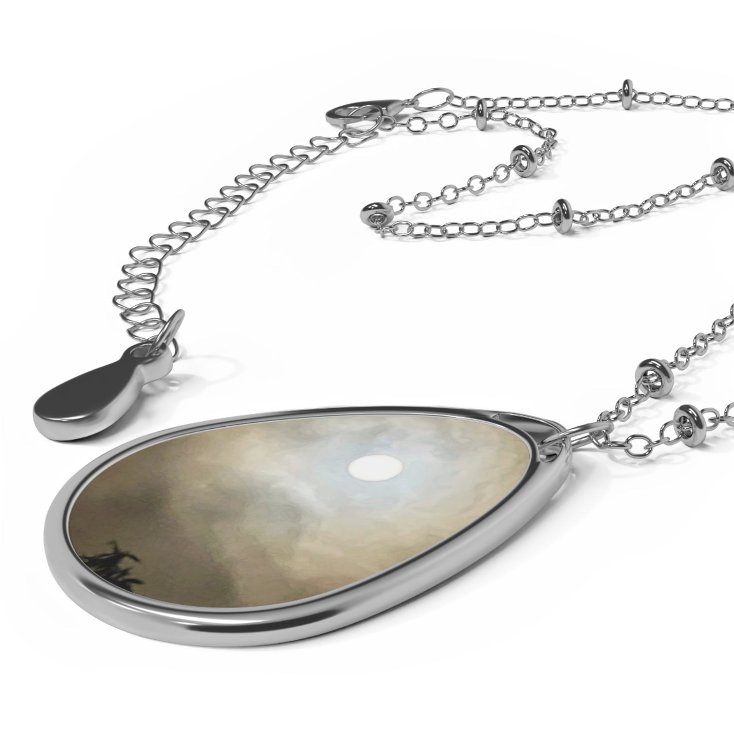 Harvest Moon Oval Necklace with Nature-Inspired Design, Vintage Jewelry, Gift for Her, Boho Chic, Layered Look, Everyday Wear