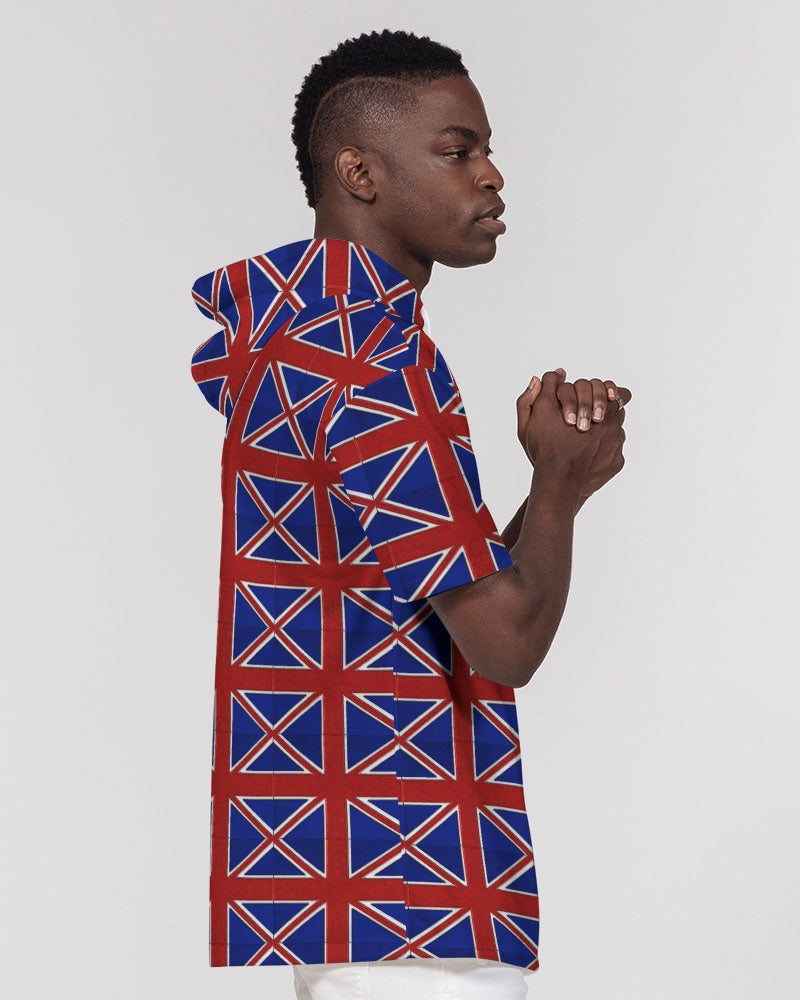 British Flag Pattern Men's All-Over Print Premium Heavyweight Short Sleeve Hoodie