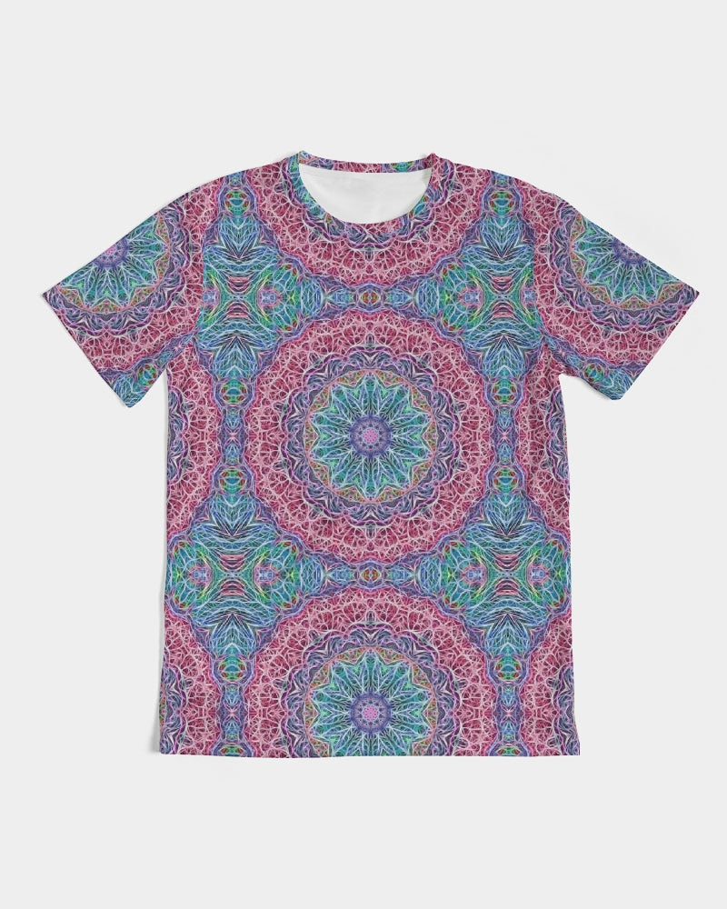 Blue Red Snowflake Kaleidoscope Men's All-Over Print Tee