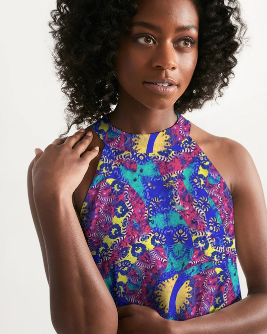 Caribbean Grafitti Women's All-Over Print Halter Dress