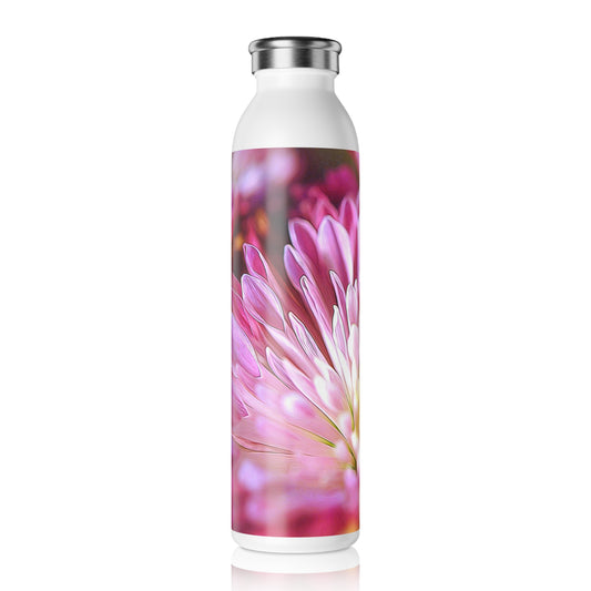 Slim Water Bottle — Pink Flower Petals Close-Up Insulated Bottle