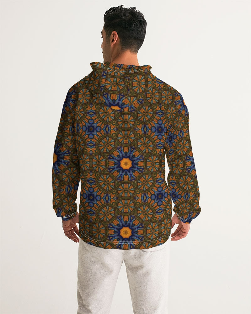 Blue and Yellow Sketch Kaleidoscope Men's All-Over Print Windbreaker