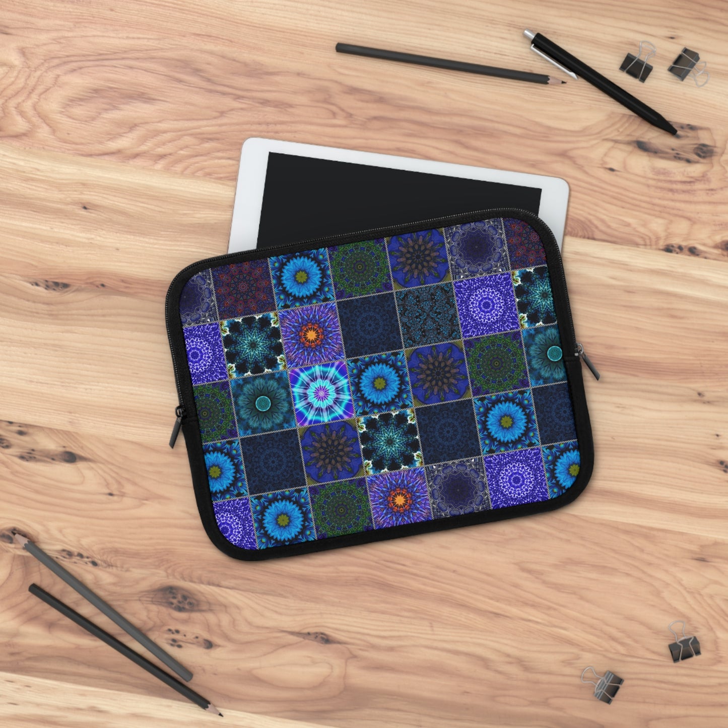 Blue Crazy Quilt Laptop Sleeve