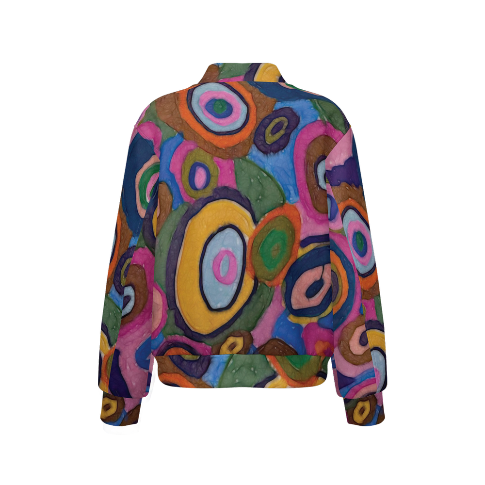Warm Autumn Bubbles Women's Double Layered Bomber Sports Jacket-Techno Scuba Knit