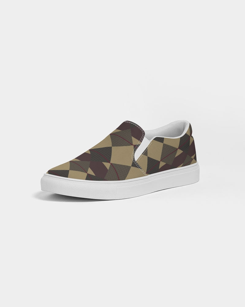 Checkered Brown Plaid Argyle Men's Slip-On Canvas Shoe