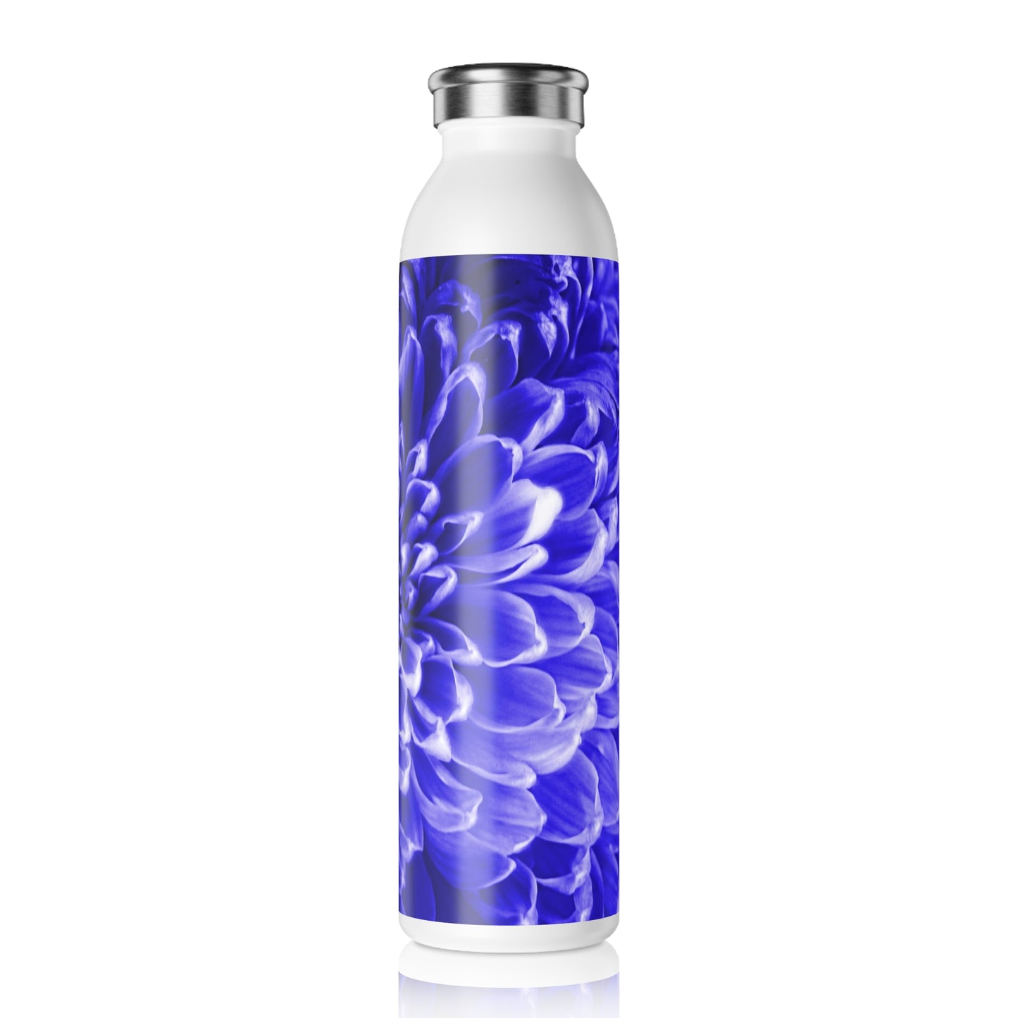 Blue Chrysanthemum Slim Water Bottle - Perfect for Fitness, Hydration, Yoga, Gifts, Eco-Friendly