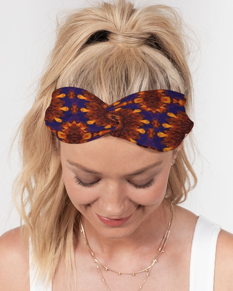 Blue Orange Red Kaleidoscope Twist Knot Headband Set