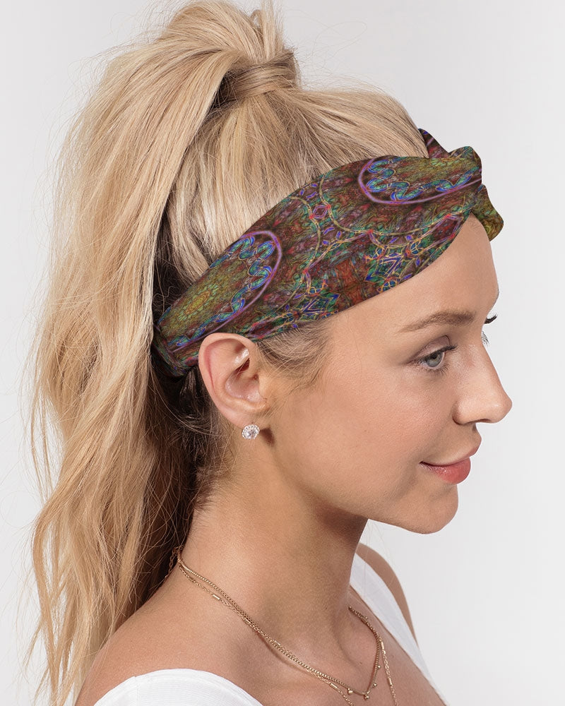 Blue Pink Windy Kaleidoscope Twist Knot Headband Set
