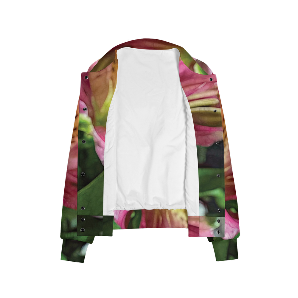 October Flowers 3 Women's Double Layered Bomber Sports Jacket-Techno Scuba Knit