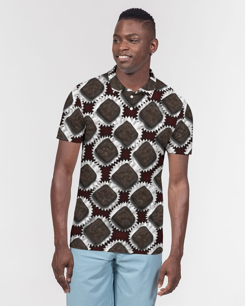 Box of Chocolates Men's All-Over Print Slim Fit Short Sleeve Polo