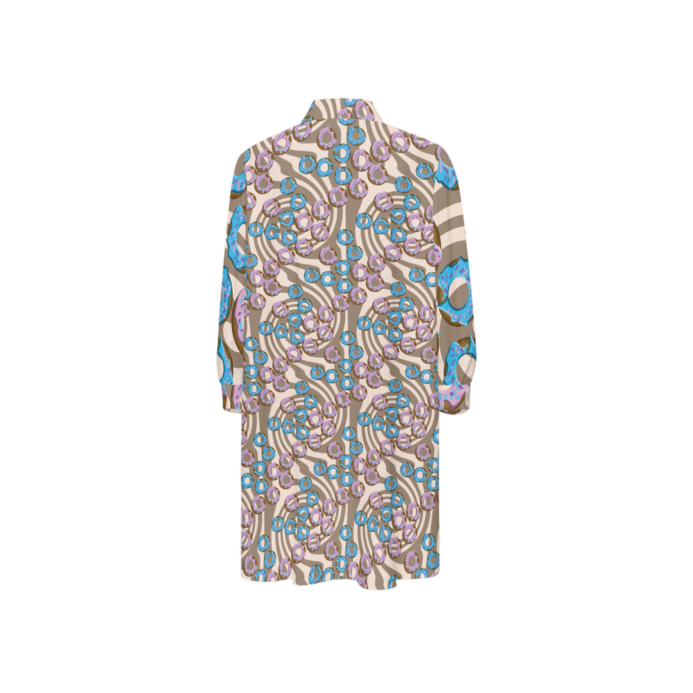 Donuts Women's High-Low Long-Sleeve Hem Shirt Silky-like Elegance