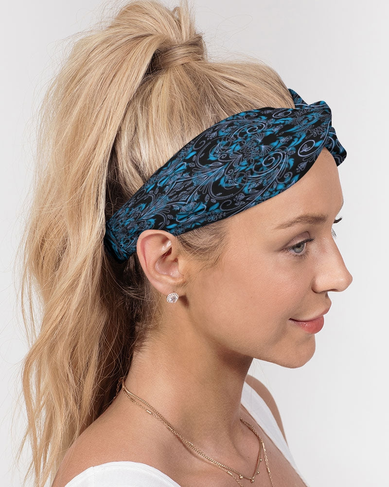 Blue Vines and Lace Twist Knot Headband Set