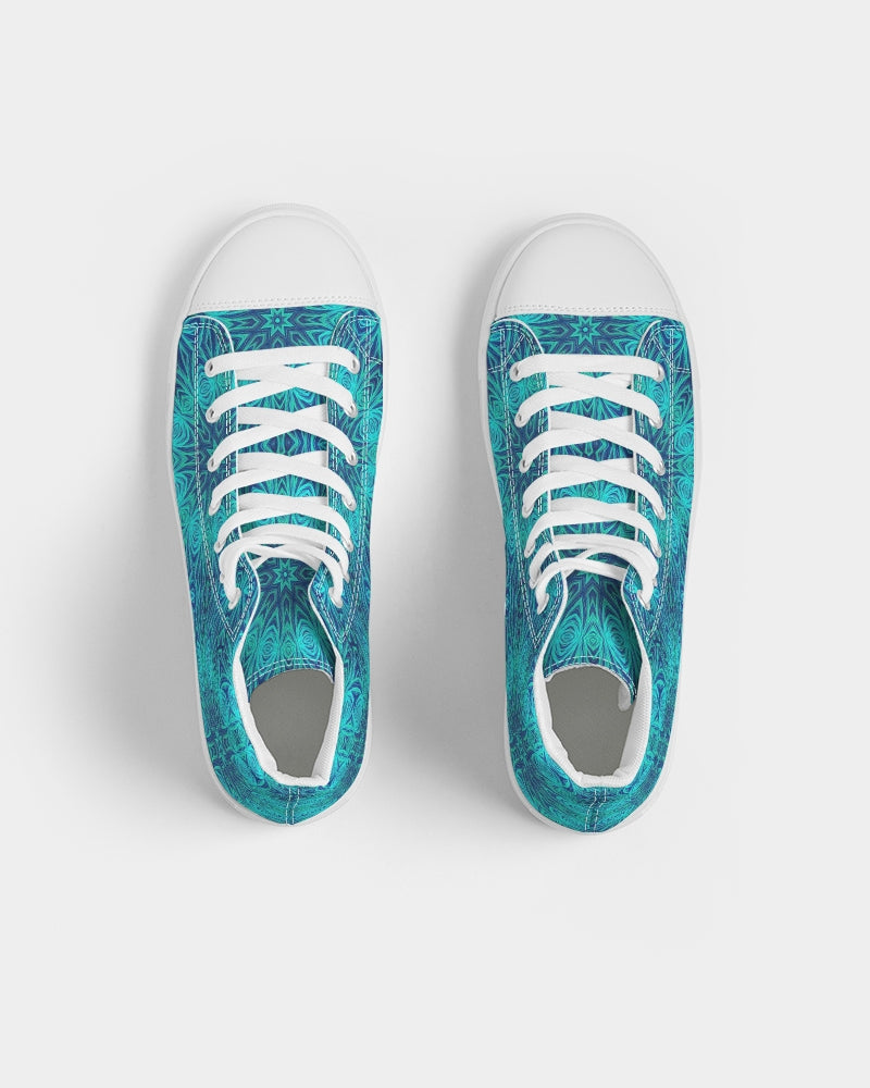 Blue Ice Kaleidoscope Women's Hightop Canvas Shoe