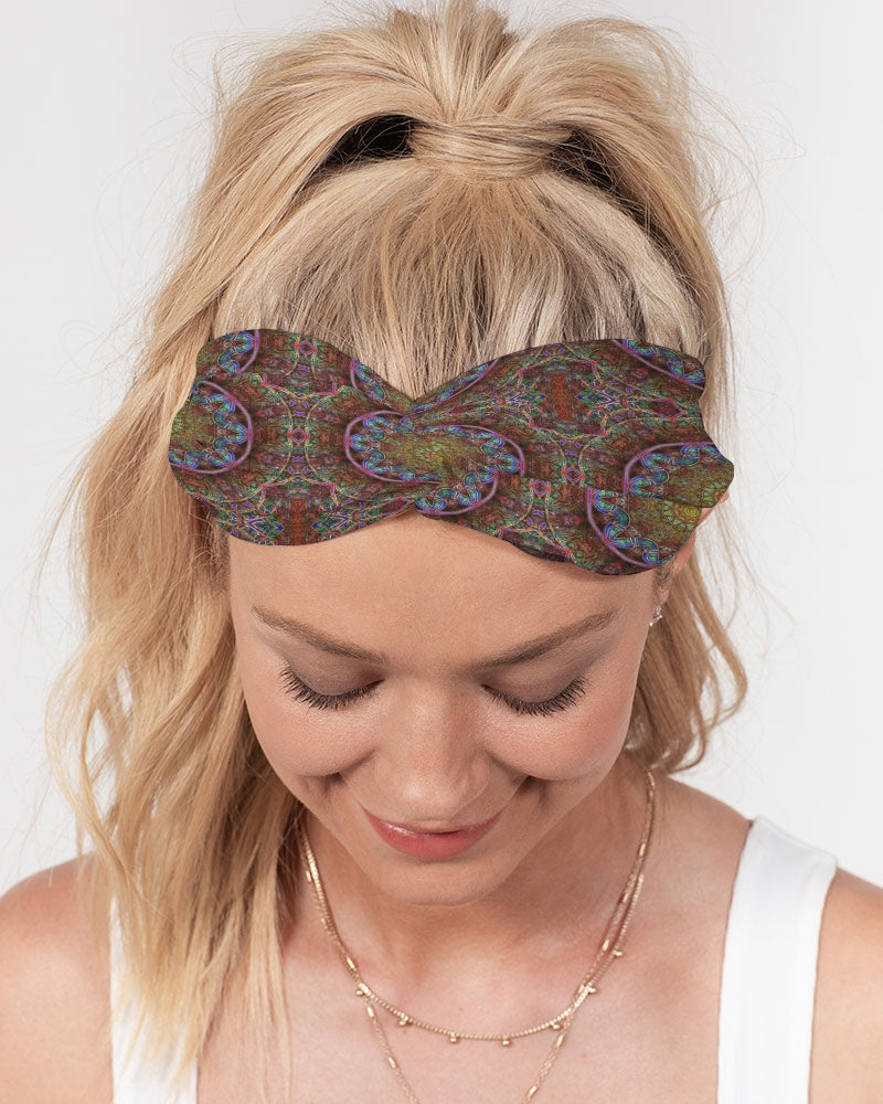 Blue Pink Windy Kaleidoscope Twist Knot Headband Set