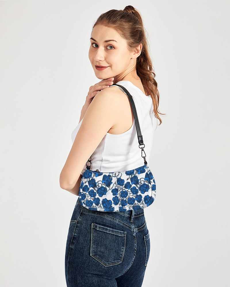 Blue Roses Petite Canvas Pouch