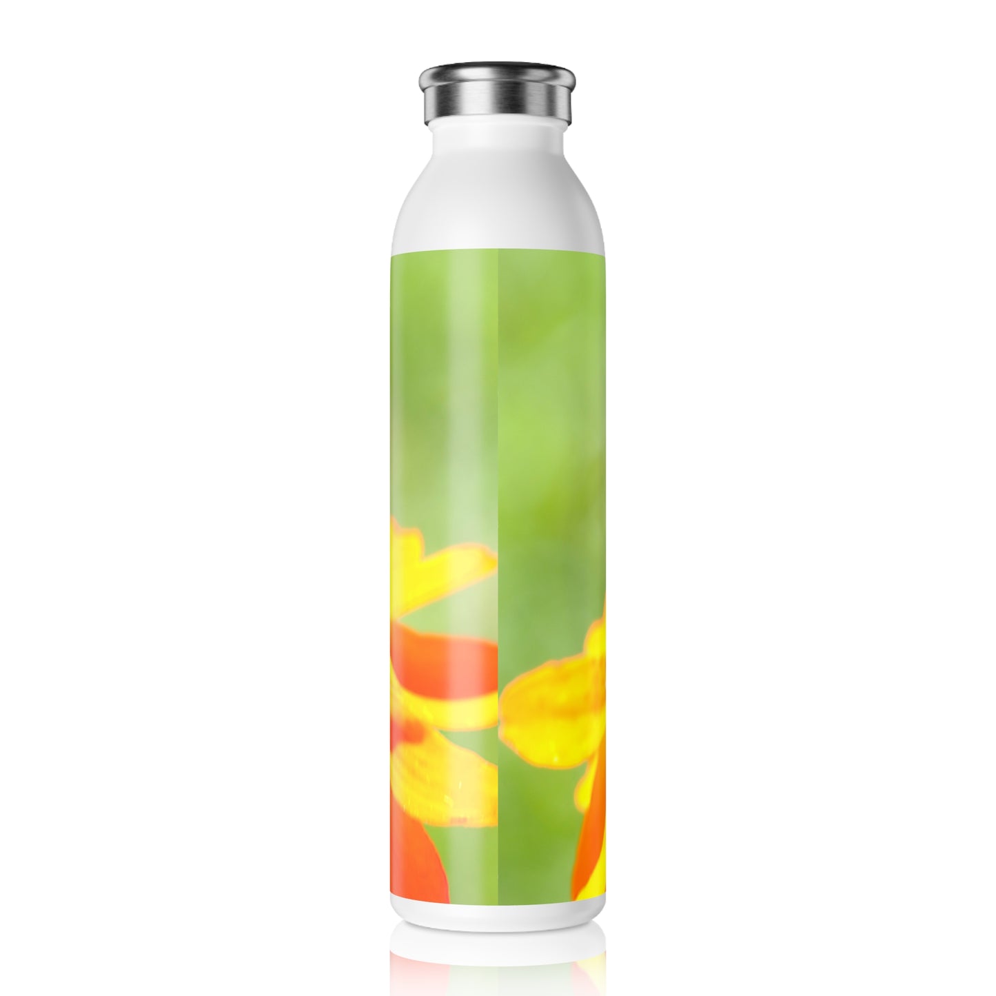 Bee on a Flower Slim Water Bottle - Eco-Friendly Hydration, Summer Gifts, Nature Lovers, Reusable Bottle, Floral Design