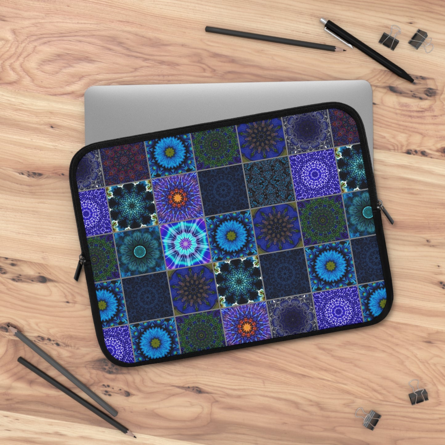 Blue Crazy Quilt Laptop Sleeve
