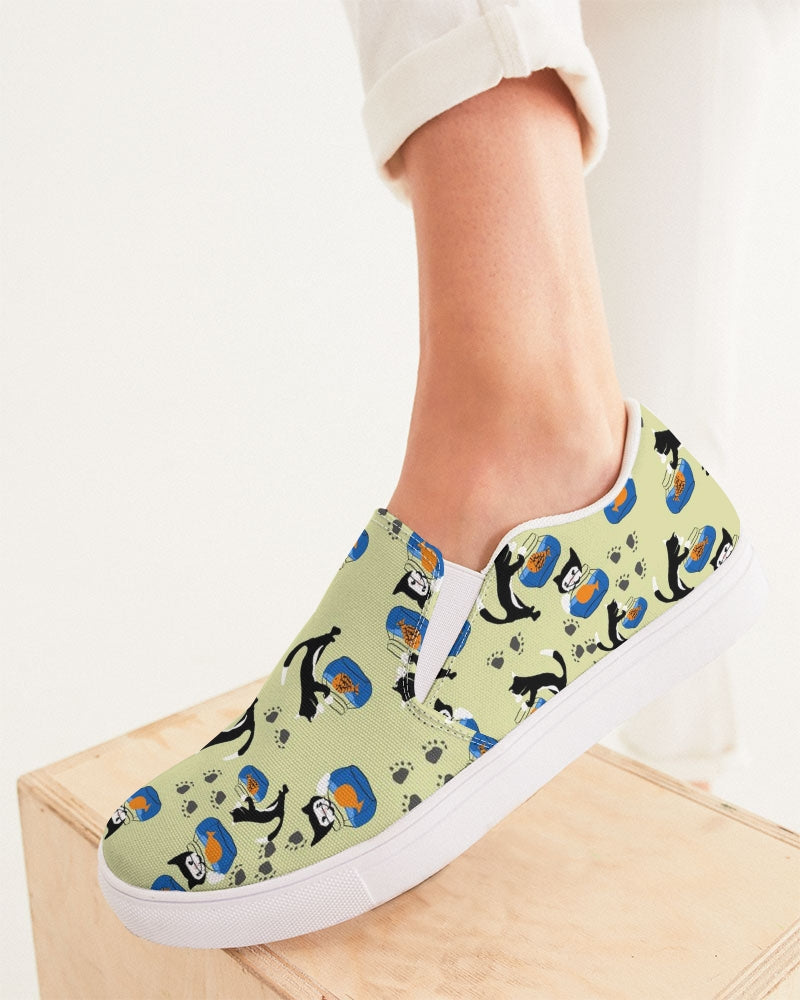 Cat and a Fishbowl Women's Slip-On Canvas Shoe