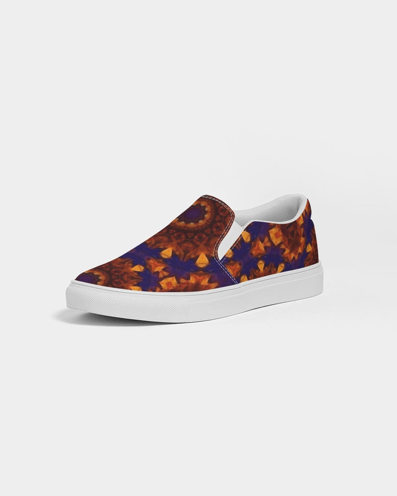 Blue Orange Red Kaleidoscope Women's Slip-On Canvas Shoe