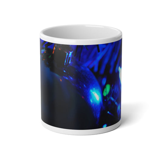 20oz Jumbo Mug — Blue Bokeh Holiday Lights Coffee Cup