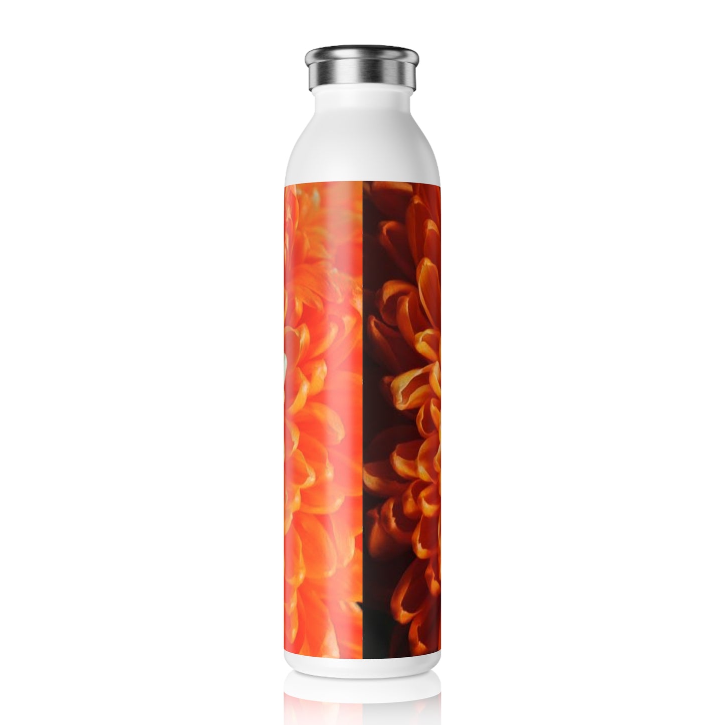 Orange Chrysanthemum Slim Water Bottle, Eco-Friendly Hydration, Gift for Garden Lovers, Yoga and Fitness, Reusable Drinkware