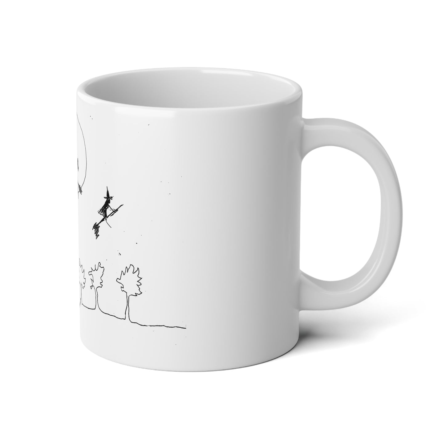 Sky Full of Witches Jumbo Mug, 20oz Ceramic Coffee Cup for Tea Lovers, Halloween Decor, Unique Gift, Black Cat Design