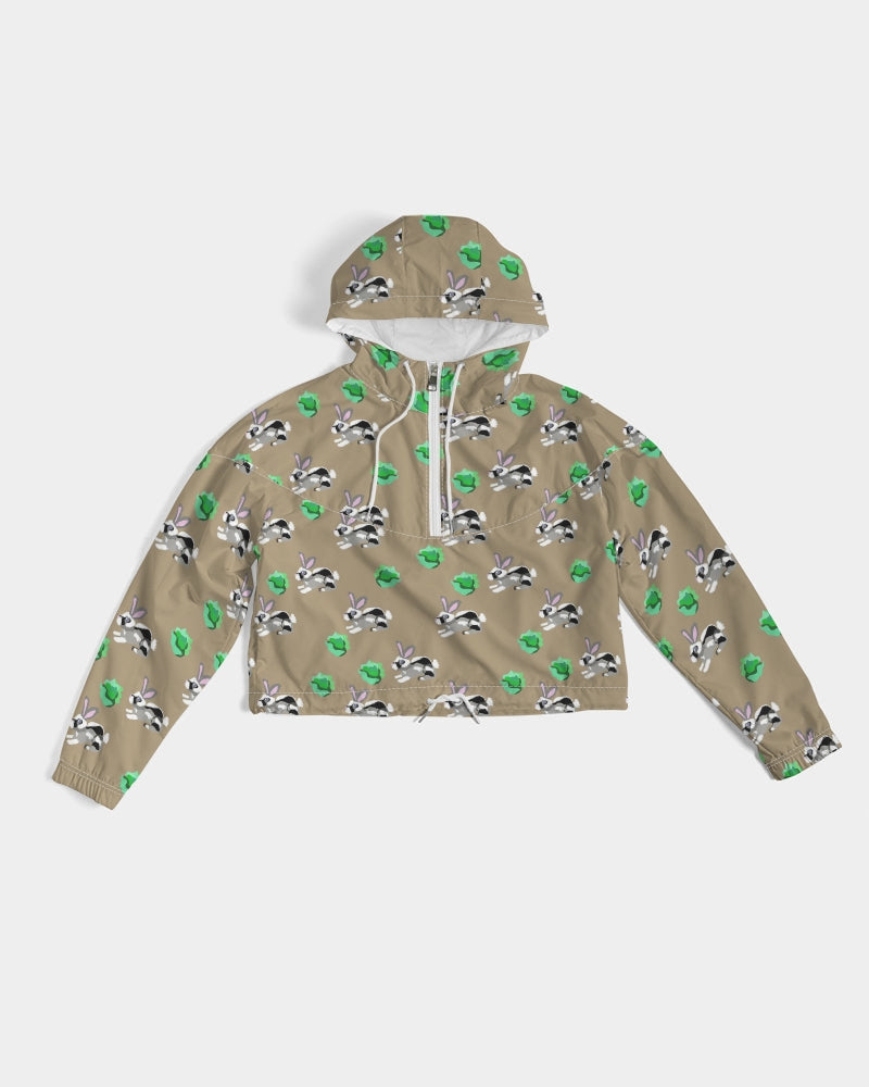 Bunnies Pattern Women's All-Over Print Cropped Windbreaker
