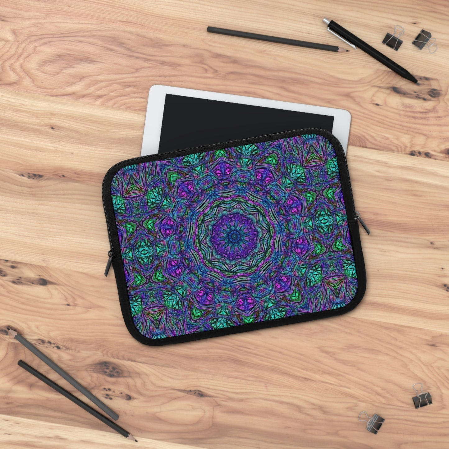Blue Green Purple Kaleidoscope Laptop Sleeve