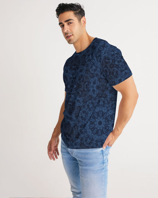 Blue Faux Velvet Kaleidoscope Men's All-Over Print Tee