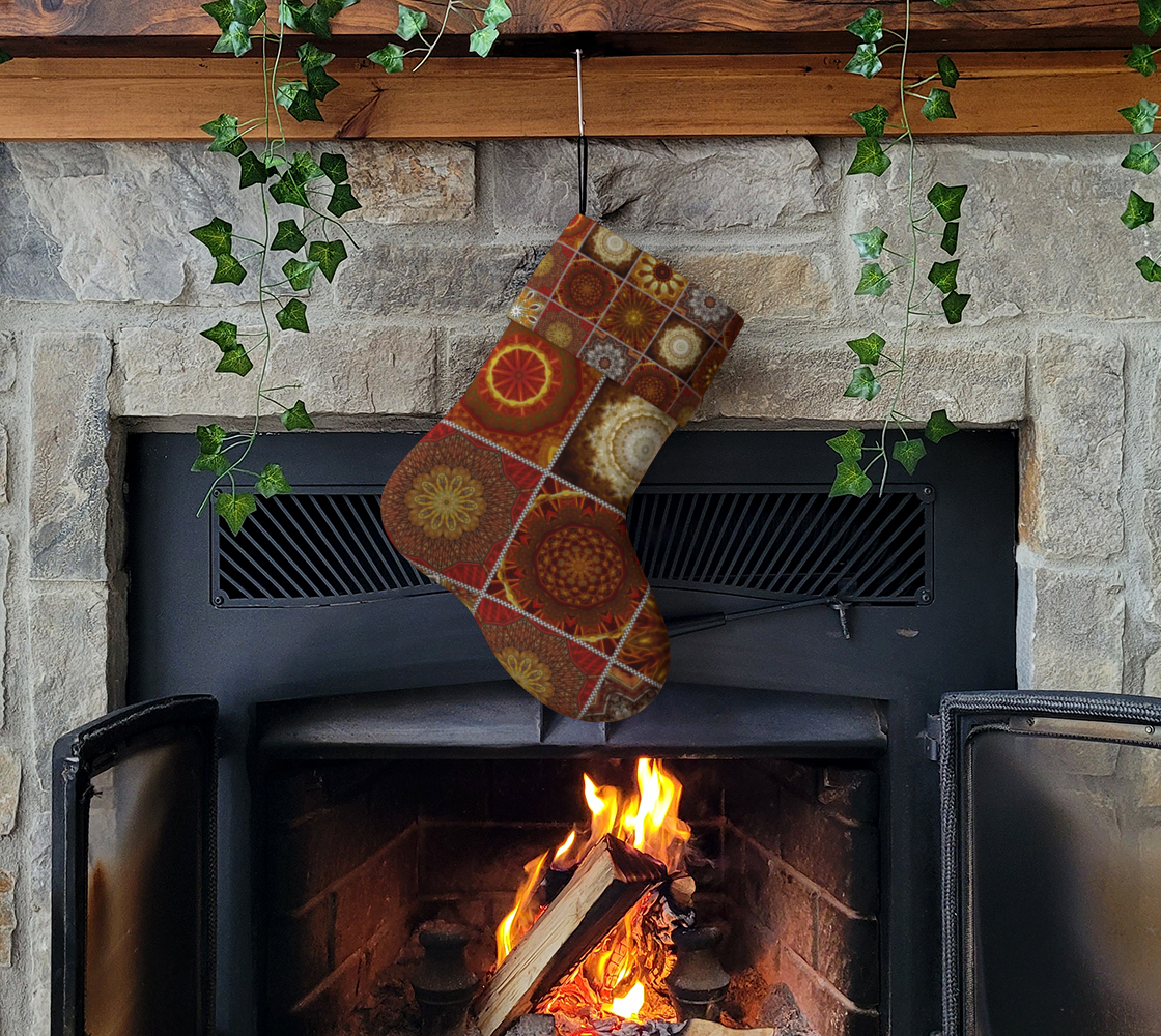 Gold Kaleidoscope Quilt Christmas Stocking