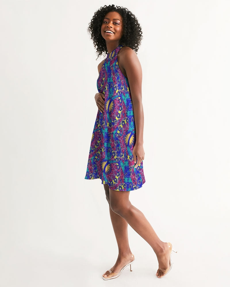 Caribbean Grafitti Women's All-Over Print Halter Dress