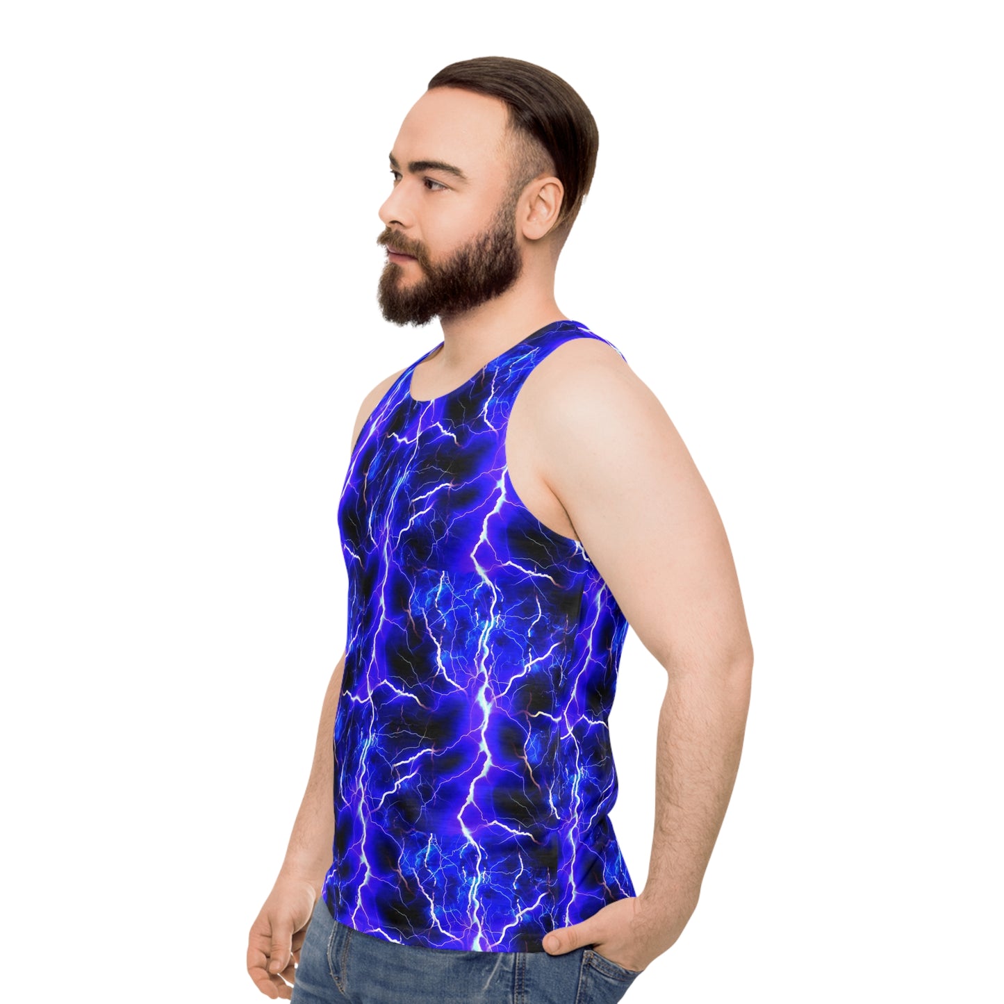 Blue Lightning Pattern Unisex Tank Top (AOP)