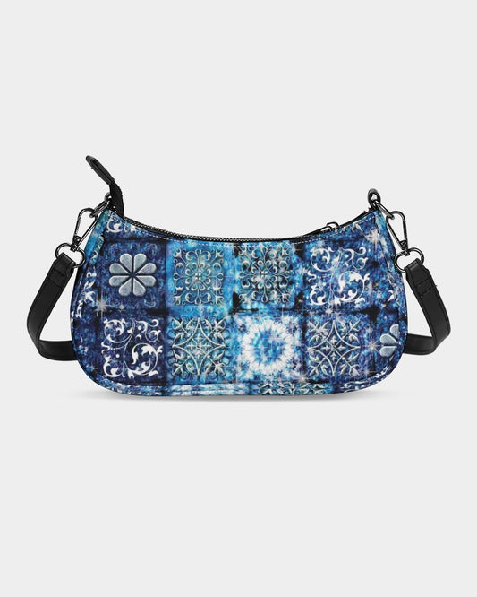 Blue Ice Crystals Motif Petite Canvas Pouch