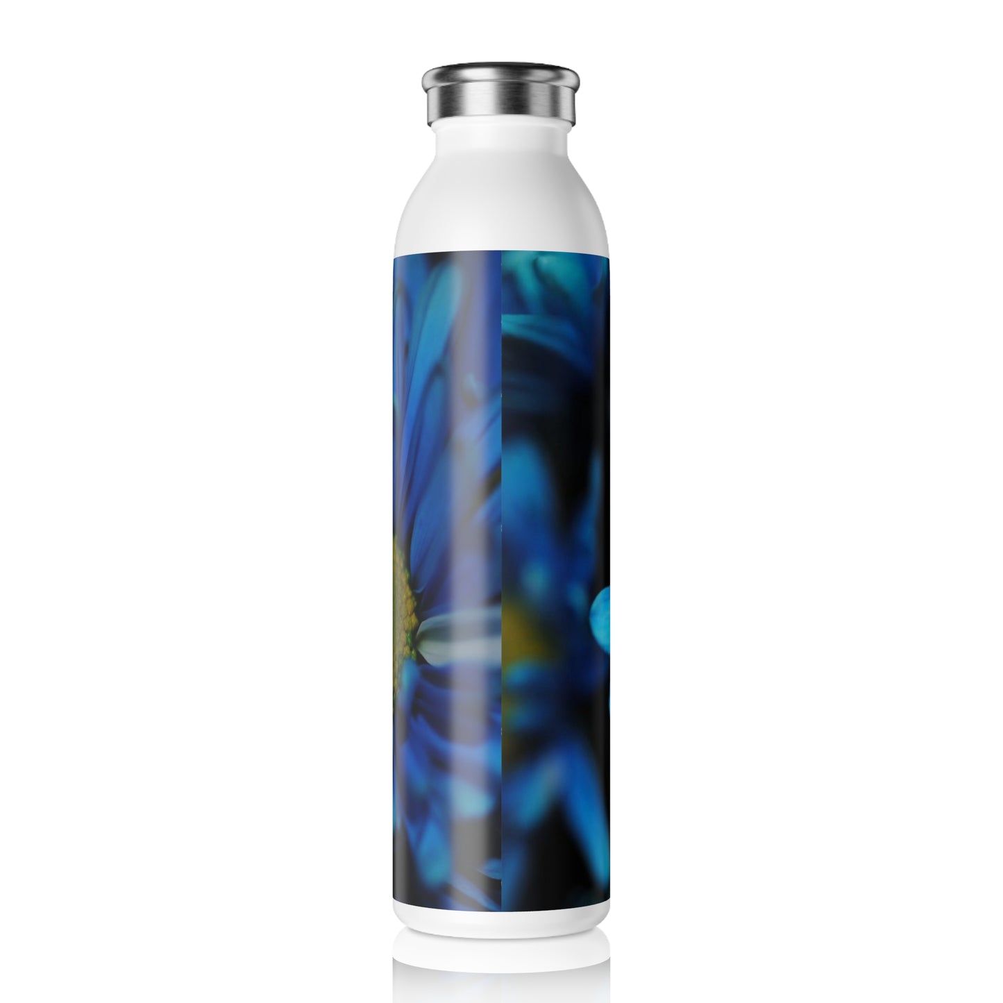 Blue Daisy Slim Water Bottle - Eco-Friendly, Reusable, Hydration, Fitness, Gift