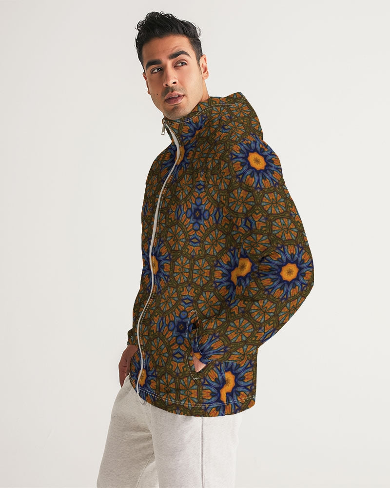 Blue and Yellow Sketch Kaleidoscope Men's All-Over Print Windbreaker