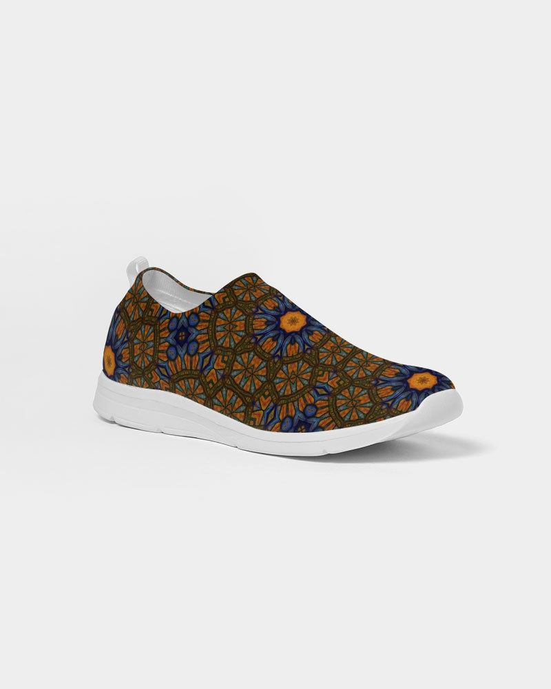 Blue and Yellow Sketch Kaleidoscope Women's Slip-On Flyknit Shoe