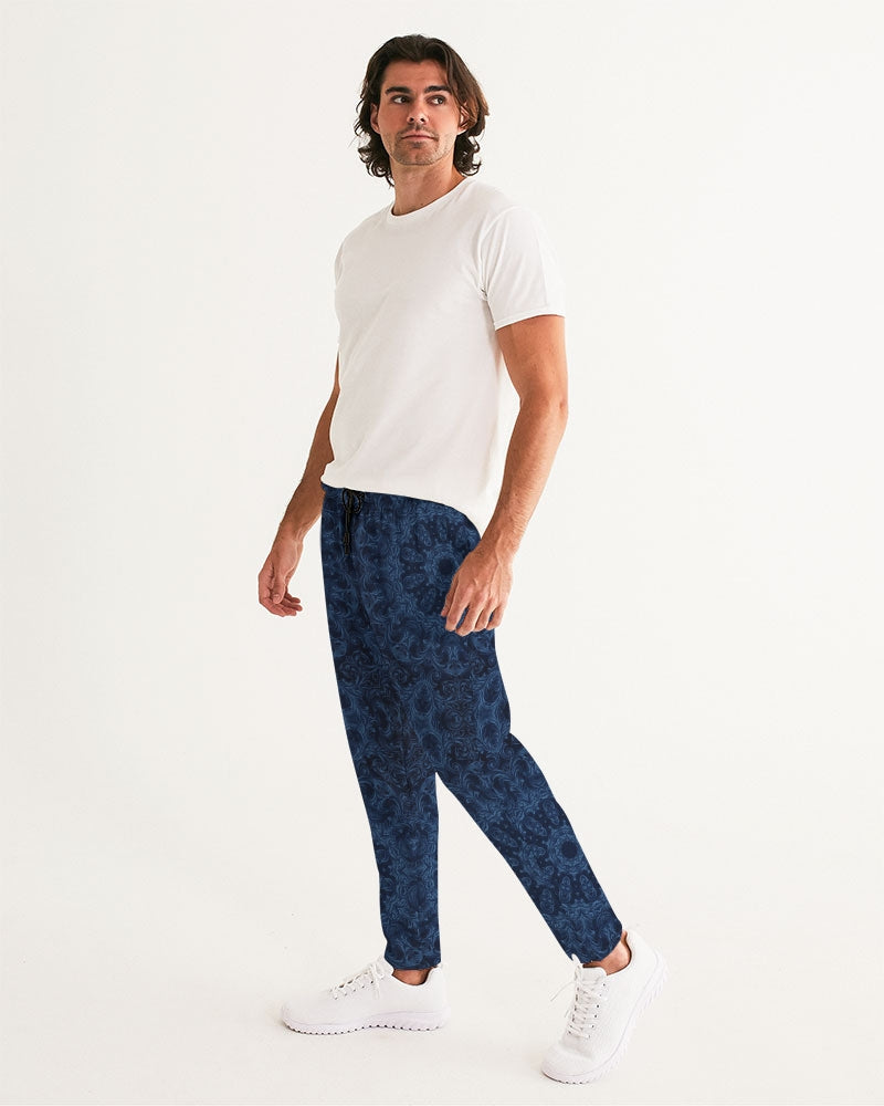 Blue Faux Velvet Kaleidoscope Men's All-Over Print Joggers