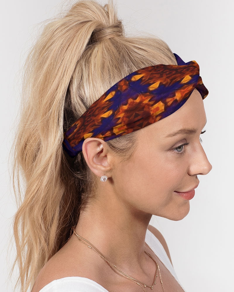 Blue Orange Red Kaleidoscope Twist Knot Headband Set