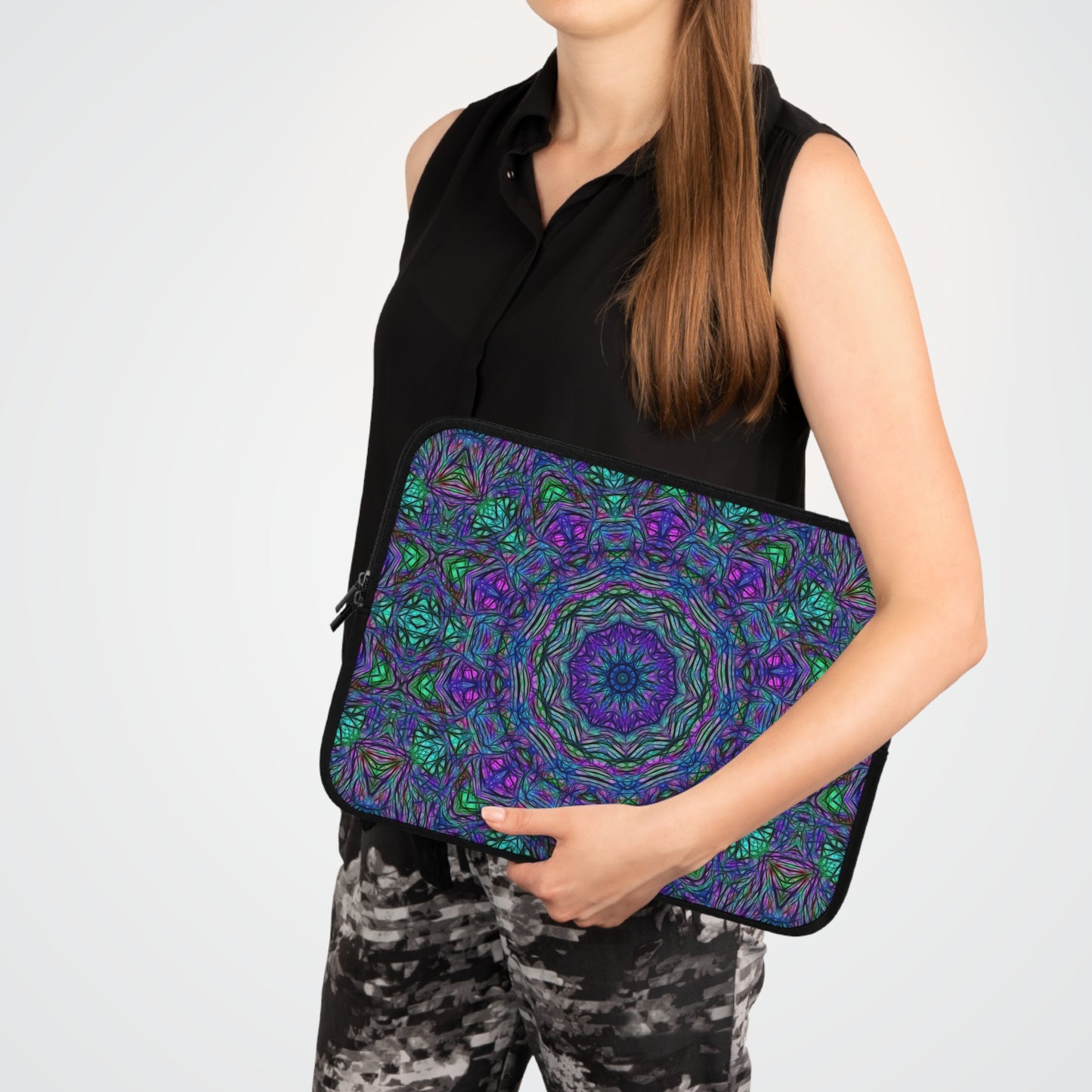 Blue Green Purple Kaleidoscope Laptop Sleeve