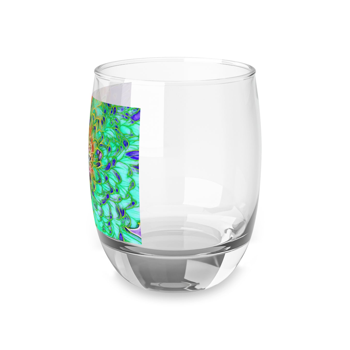 Abstract Peacock Chrysanthemum Whiskey Glass
