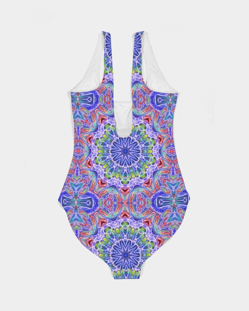 Blue Red Kaleidoscope Women's All-Over Print One-Piece Swimsuit