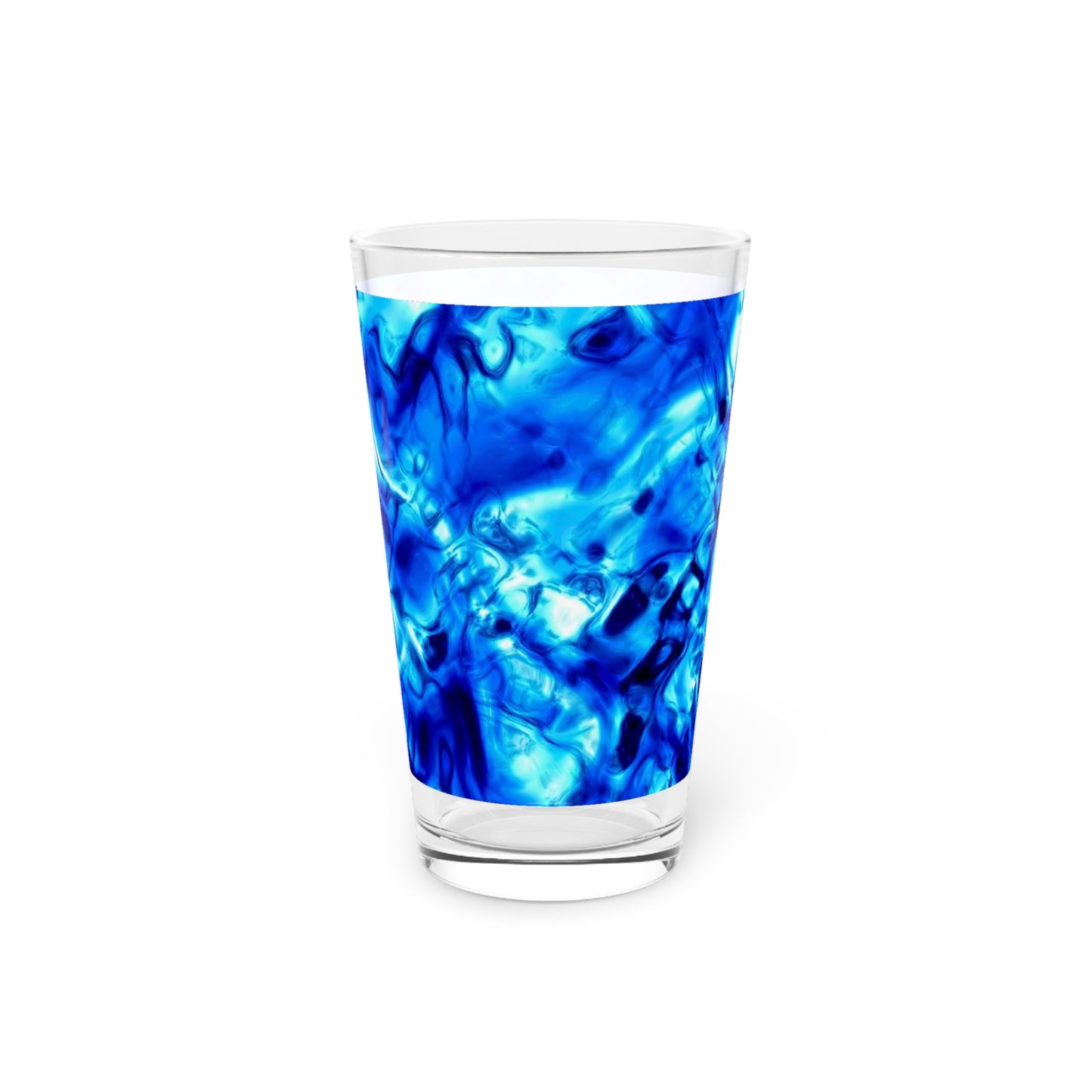 Blue Water Abstract Pint Glass, 16oz