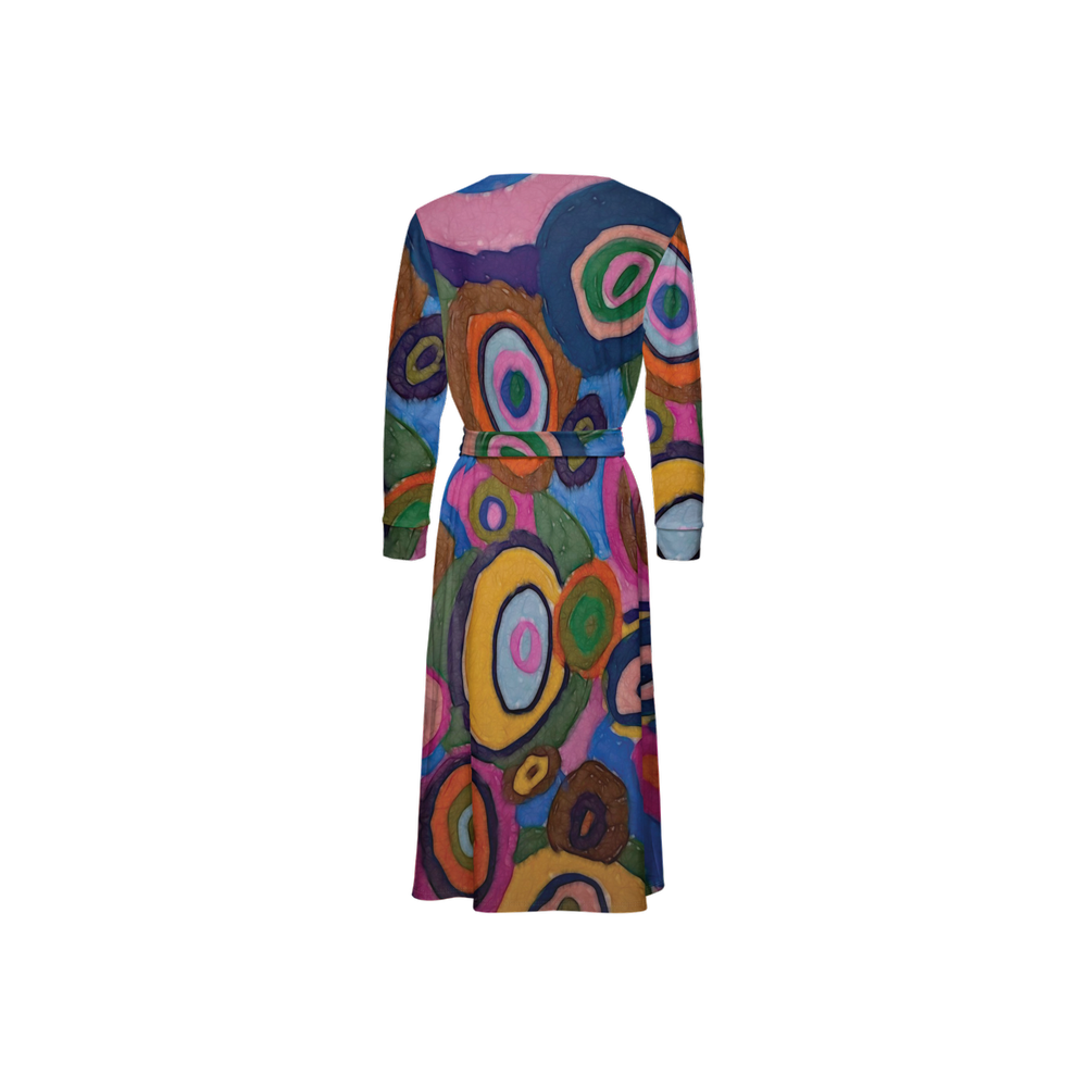 Warm Autumn Bubbles Women's ¾ Sleeve Wrap Dress-Heavy Knit