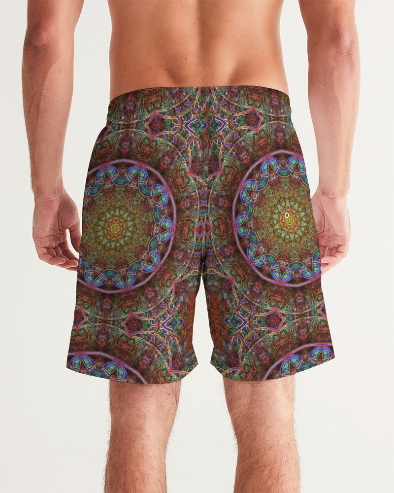 Blue Pink Windy Kaleidoscope Men's All-Over Print Swim Trunk