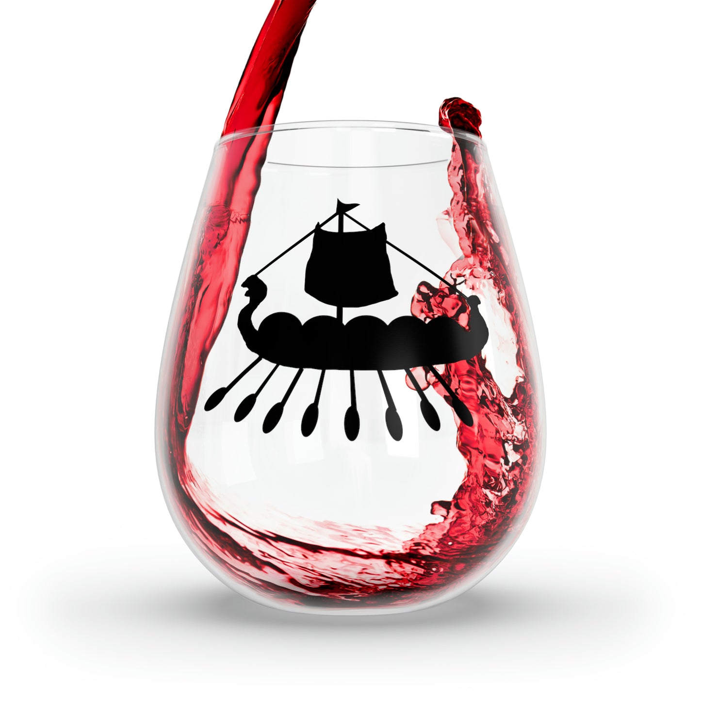 Viking Ship Stemless Wine Glass, 11.75oz
